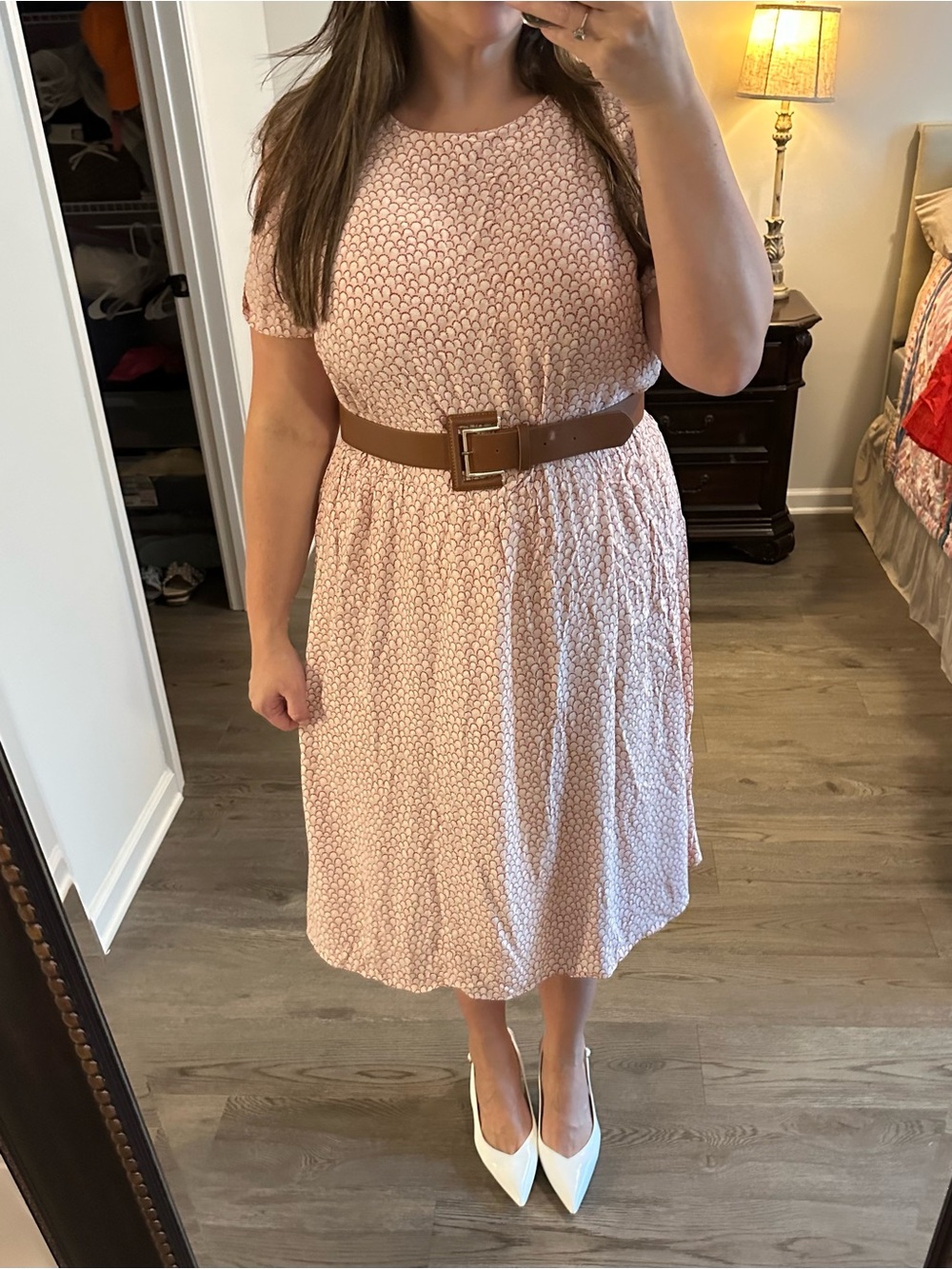 Boden Light Pink Short-Sleeve Midi Dress